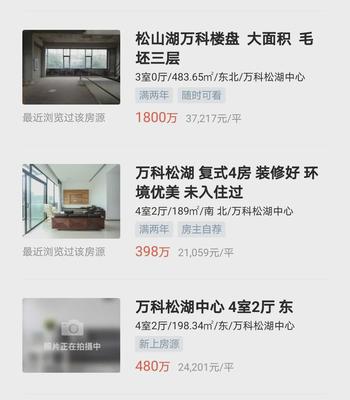 松山湖二手掛牌價破“8”！深圳炒家預備高價脫手裝飾掛牌